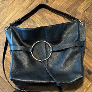Melrose and Market Black Leather Shoulder Bag with Ring Accent